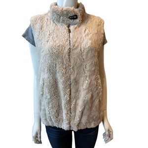 Sanctuary Womens Faux Fur Vest Jacket J263B79S Sleeveless Full Zip Up Ivory XS